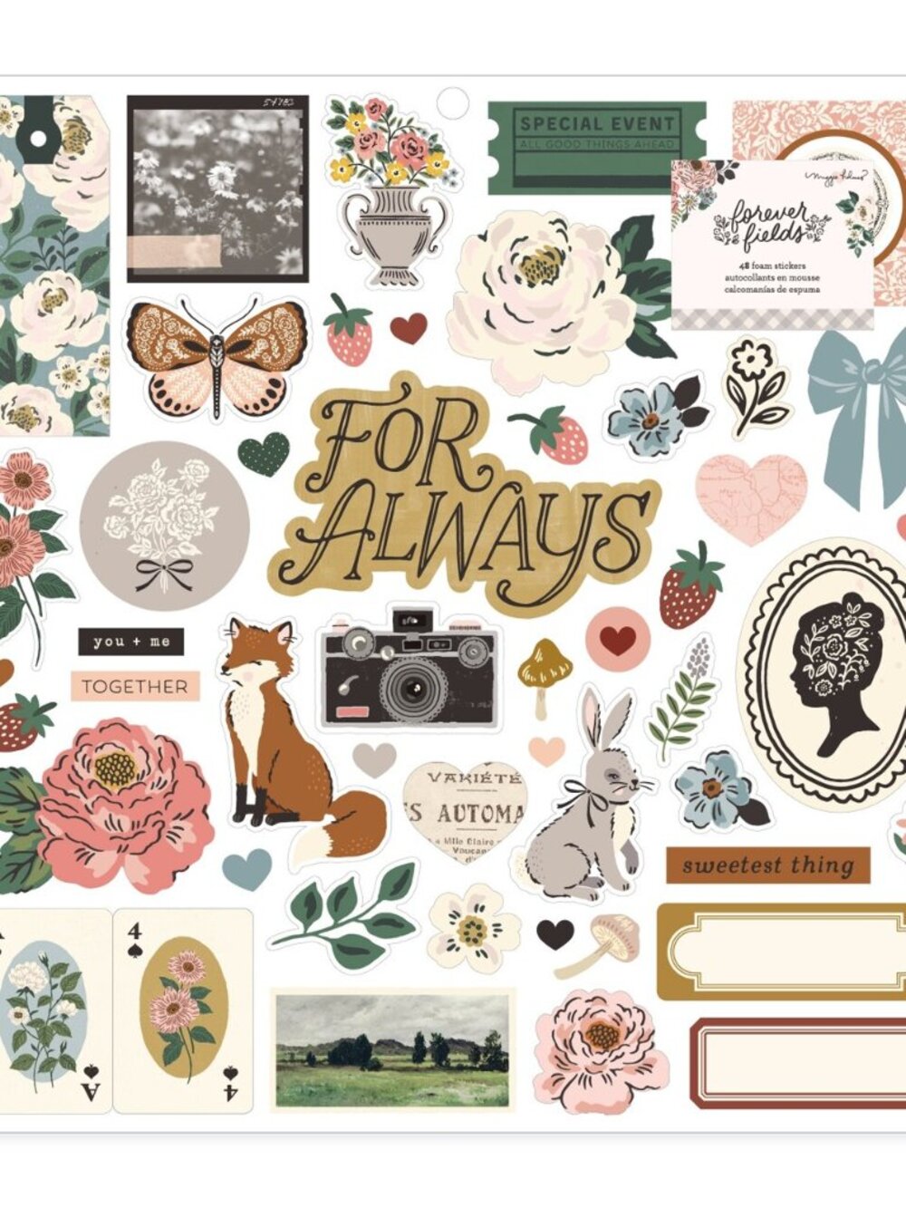 Maggie Holmes Forever Fields Large Foam Stickers-48 Pieces - NIP